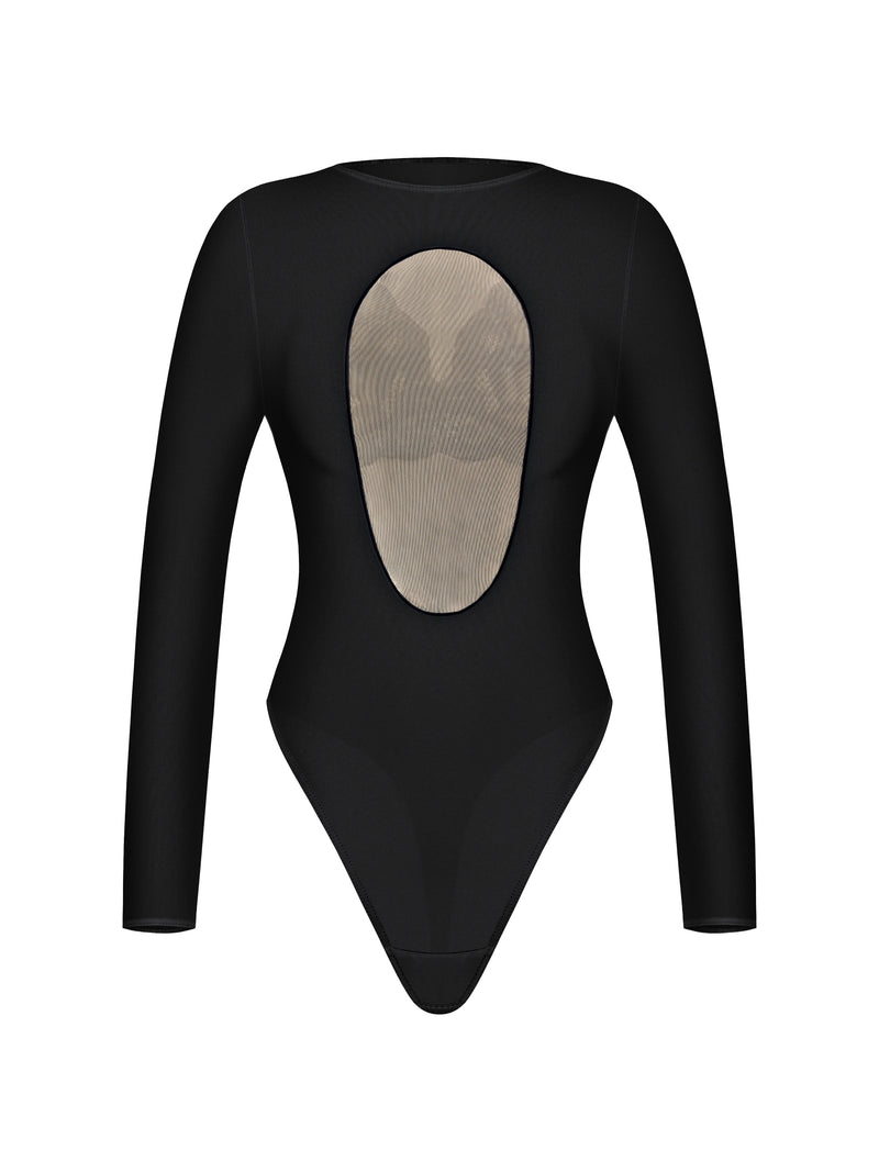 Arcana Black & Beige Long Sleeve Bodysuit