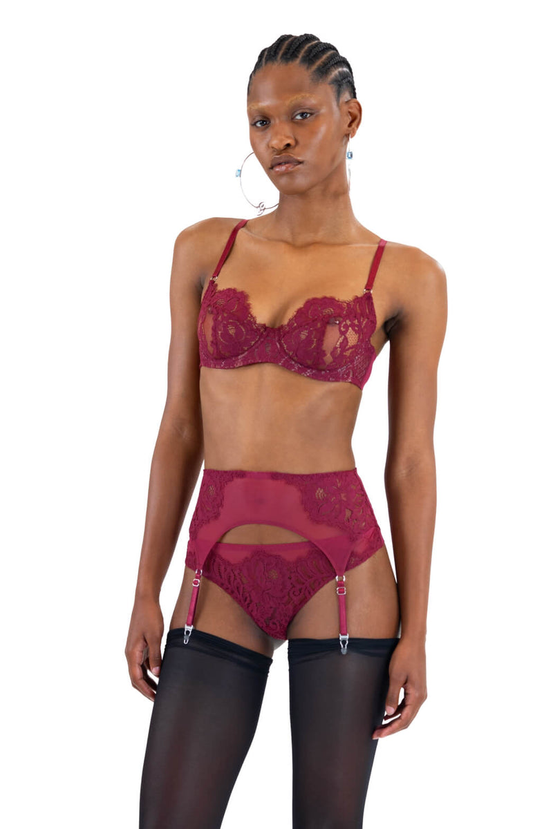 Magnolia Burgundy Garter Belt